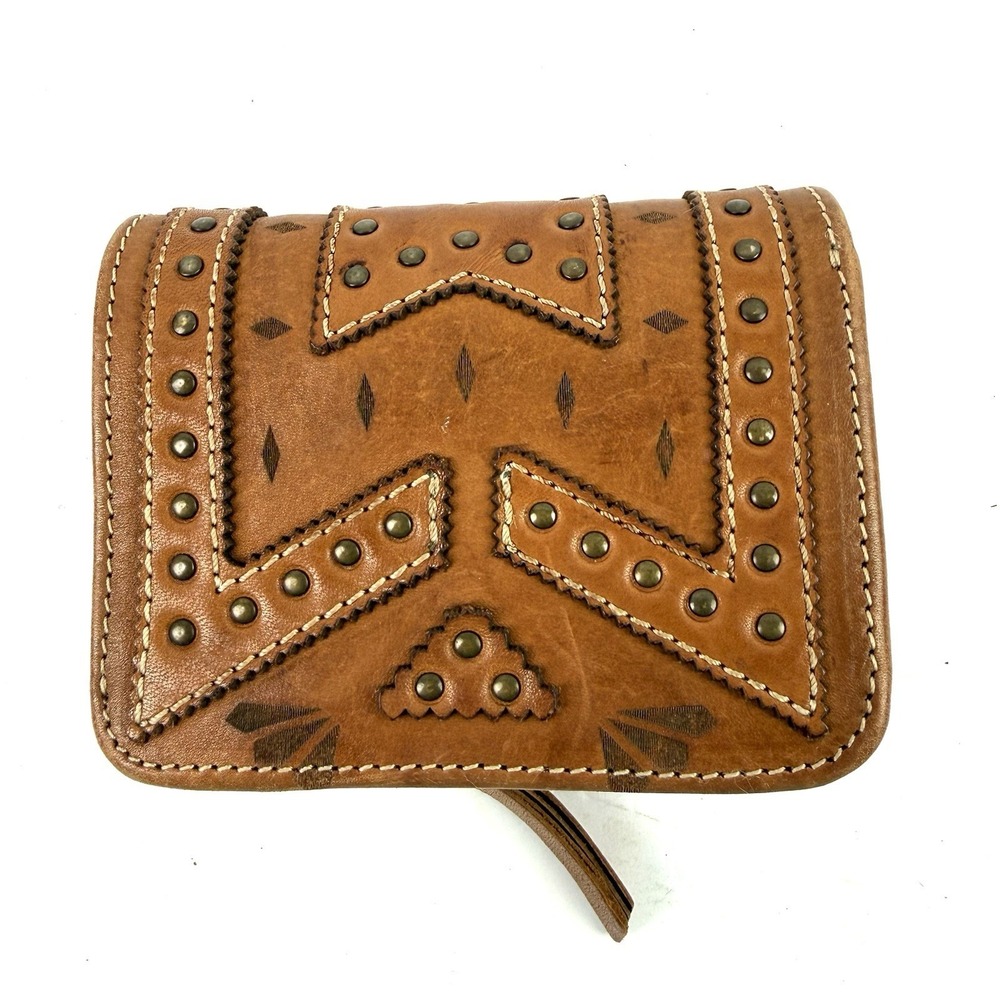 STS Ranchwear Wayfarer Soni Wallet Brown Leather Stud Western Small Bifold Women
